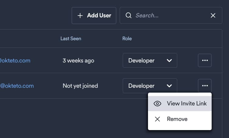viewing an existing invitation link from the admin panel